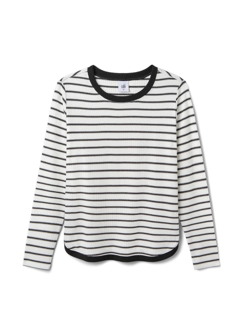 CAbi Black and White Striped Long Sleeve Tee